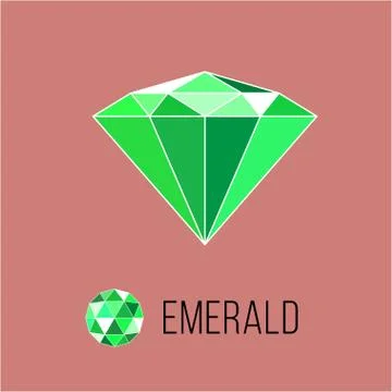 Emerald flat icon with top view. Rich luxury symbol. Vector illustration Stock Illustration