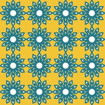 Emerald flower on yellow background seamless pattern vector illustration, org Stock Illustration