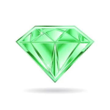Emerald Gem on White background. Vector graphic illustration Stock Illustration