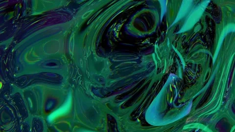 Emerald green and blue iridescent liquid flowing abstractly Stock Footage 309842953