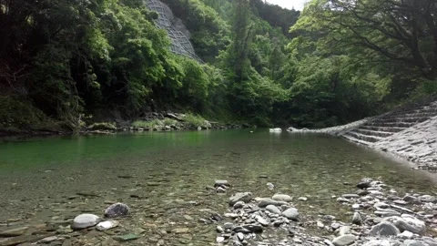Emerald Green Clear Stream of the Atago River in Hamamatsu, Japan Stock Footage 334981583