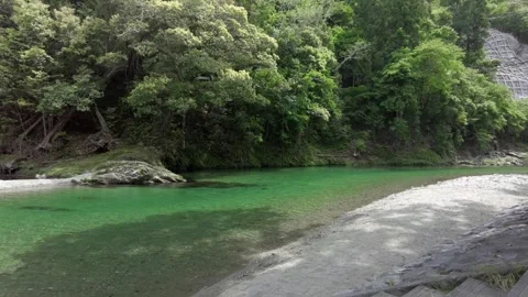 Emerald Green Clear Stream of the Atago River in Hamamatsu, Japan Stock Footage 334981612