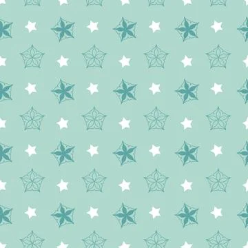 Emerald green decorative seamless pattern star asterisk, design for textile a Stock Illustration