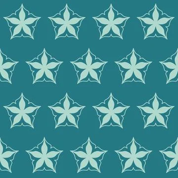 Emerald green decorative seamless pattern star asterisk on dark background, d Illustrazione stock
