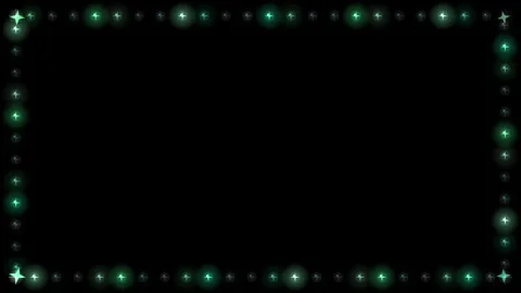 Emerald Green Glowing Marquee Border Frame Loop on Black Background Stock Footage 346116113