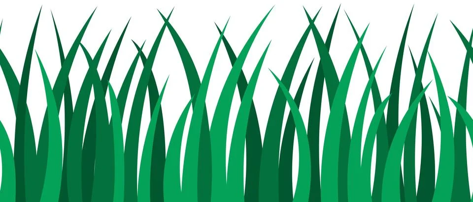 Emerald green grass. Endless horizontal vector border. 스톡 일러스트