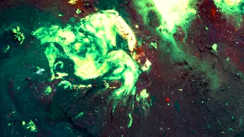 Emerald Green Liquid Acrylic Energetic Abstract Paint Motion Background Stock Footage 342994366
