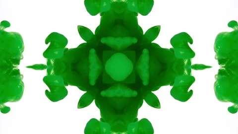 Emerald green mirrored ink forms a totem-like abstract figure Видео 338107960