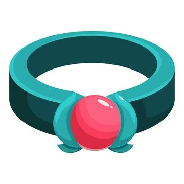Emerald green ring holding a big shiny red gemstone Stock Illustration