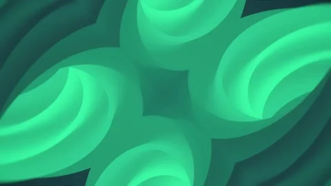Emerald green symmetrical 3D waves loop kaleidoscope portal background Video stock 342604378