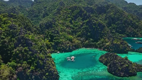 Emerald Lagoon Shallow Reef Flyover Stock Footage 335923291