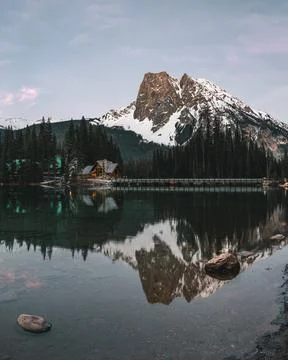 Emerald Lake lodge is one of the most photogenic places in the Canadian Rockies Stock Photos