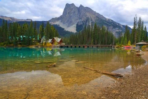 Emerald lake reflections Stock Photos