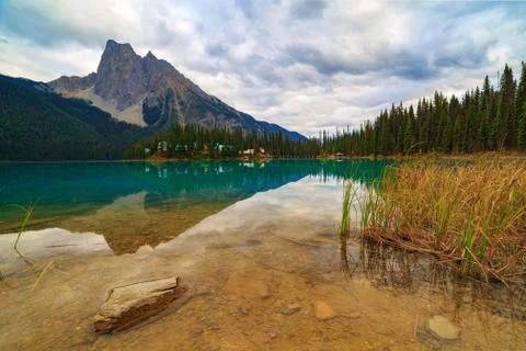 Emerald lake reflections Stock Photos