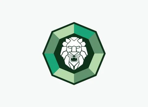 Emerald lion head logo vector Stock Illustration