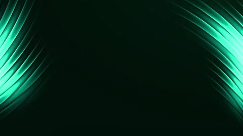 Emerald neon corner ribbons loop on black background for luxury tech and mo.. Stock Footage 339434667