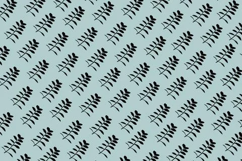 Emerald palm pattern Pattern made of black silhouette of Zamioculcas plant... Stock Photos