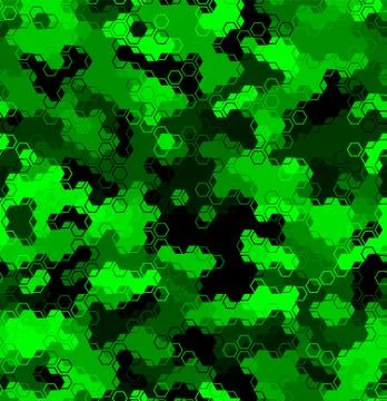 Emerald pattern of triangles, hexagons, squares. Lime, green, black colors Stock Illustration