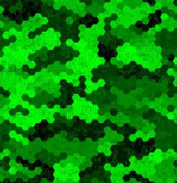 Emerald pattern of triangles, hexagons, squares. Lime, green, black colors Stock Illustration