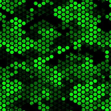 Emerald pattern of triangles, hexagons, squares. Lime, green, black colors Stockillustratie