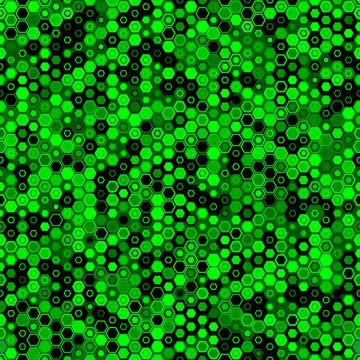 Emerald pattern of triangles, hexagons, squares. Lime, green, black colors Stock Illustration