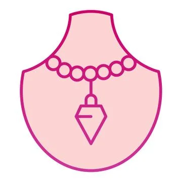 Emerald pendant flat icon. Manikin with gemstone jewel vector illustration Stock Illustration