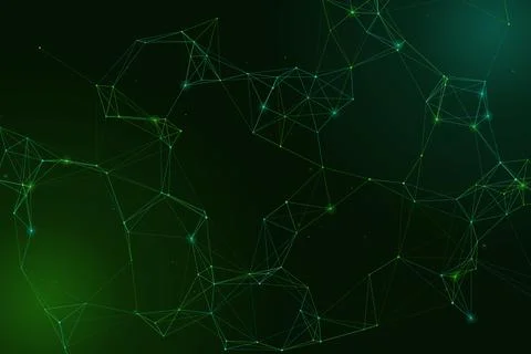 Emerald points and fine connecting segments form a spacious digital constel.. Stock Illustration