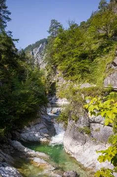 Emerald Pool in a Mountain Gorge Stock Photos