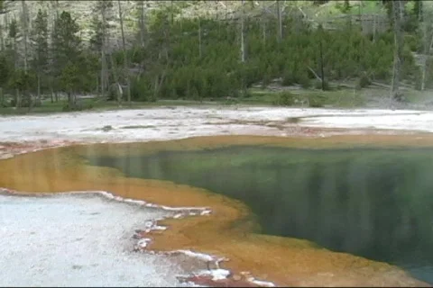 Emerald Pool in Yellowstone Stock Footage 96706