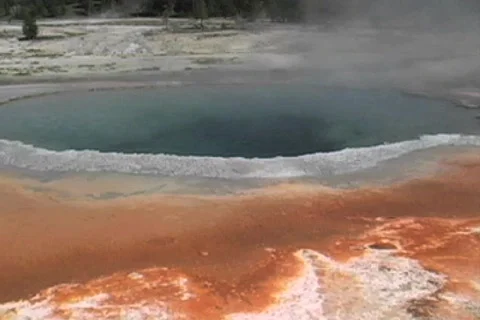 Emerald Pool in Yellowstone Stock Footage 96714