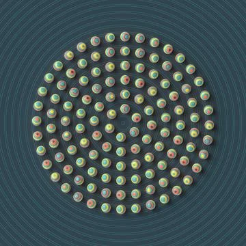 Emerald Radial 3D Abstract Retro Striped Spheres Illustration