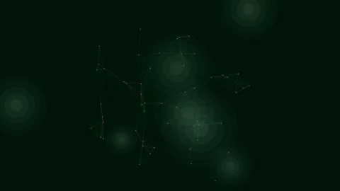 Emerald radial plexus on dark background, corporate technology connection Stock Footage 342632070