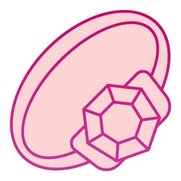 Emerald ring flat icon. Ring with brilliant vector illustration isolated on Stock Illustration