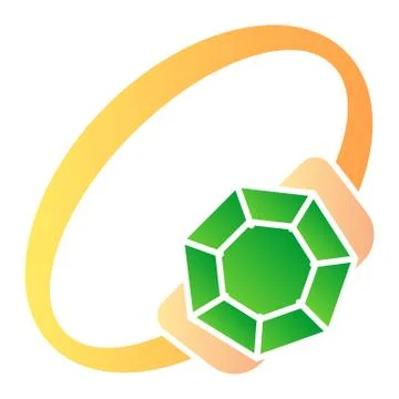 Emerald ring flat icon. Ring with brilliant vector illustration isolated on 스톡 일러스트