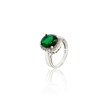 Emerald Ring isolated on white. Stock Photos