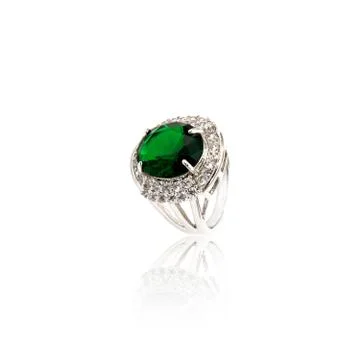 Emerald Ring isolated on white. Stock Photos