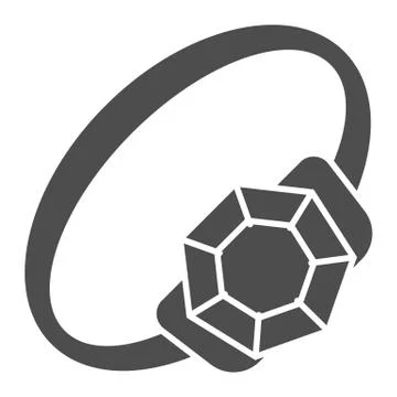 Emerald ring solid icon. Ring with brilliant vector illustration isolated on Stock Illustration