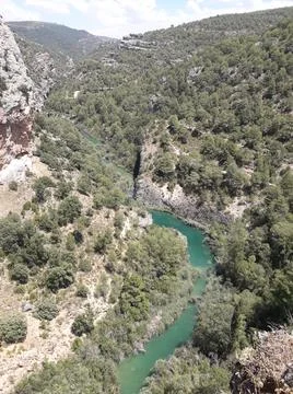 Emerald river in Cuenca, Spain Stock Photos