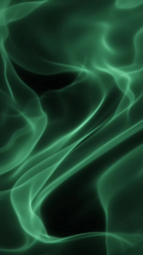 Emerald smoke wisps drift and twist across a dark background Stock Footage 345184788