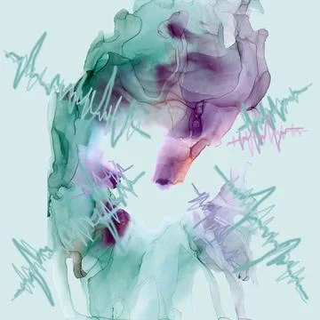 Emerald space wolf with cardiac rhythms emanating from the middle Stock Illustration