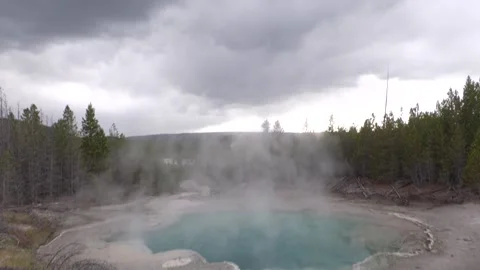 Emerald Spring, a hot spring. Norris Geyser Basin. Yellowstone National Park Stock Footage 318459955