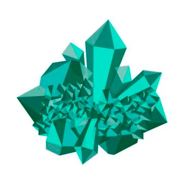 Emerald stone. Cluster crystal. Precious stone, gemstone, mineral. Stock Illustration