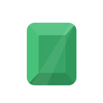 Emerald stone icon, isolated on white background. Green jewelry flat design. Stock Illustration