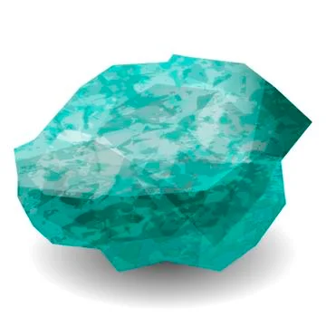 Emerald stone rough. Cluster crystal. Precious stone, gemstone, mineral. Stock Illustration
