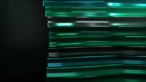 Emerald Teal Kinetic Metallic Waves Abstract Motion Background Stock Footage 346263524