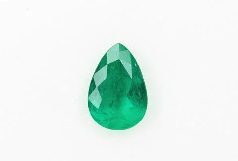 Emerald Teardrop Gemstone on White Background Stock Photos