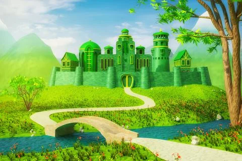 Emerald Town - 3d rendering Stock Illustration