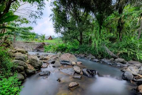Emerald Waters Flowing Through Remote Mountain Terrain. Stunning Mountain T.. Stock Photos