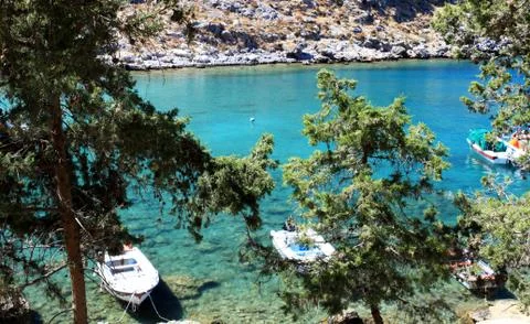 Emerald waters in greece Stock Photos