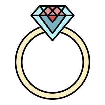 Emerald wedding ring icon color outline vector Stock Illustration